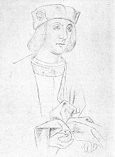 sketch of Henry Tudor while he was exiled in France