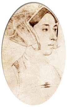 sepia-tinged sketch of Anne Boleyn by Hans Holbein the Younger